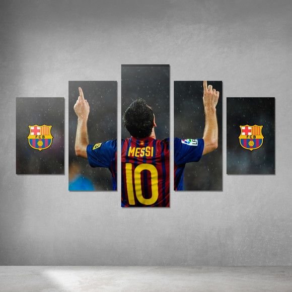 Quadro Decorativo Sala Quarto 5 em 1 Messi