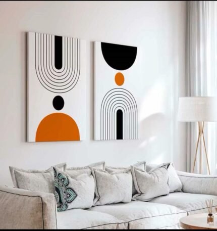 Géométriques et des lignes orange et noir